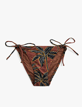 Astarlı Çiçek Desenli Yanları Bağlamalı İpli Bikini Altı