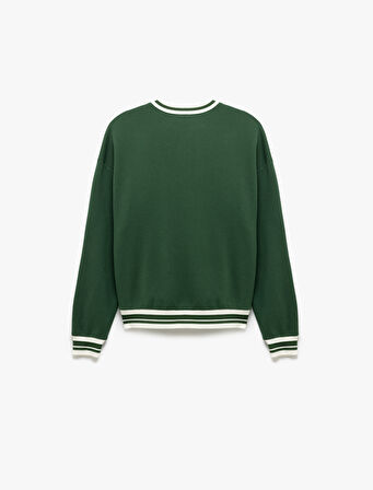 Uzun Kollu Bisiklet Yaka Kolej Baskılı Sweatshirt