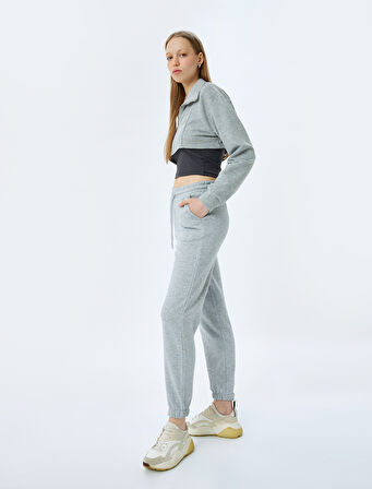 Şardonlu Beli Bağcıklı Cep Detaylı Rahat Kalıp Jogger Eşofman Altı