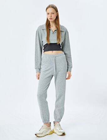 Şardonlu Beli Bağcıklı Cep Detaylı Rahat Kalıp Jogger Eşofman Altı