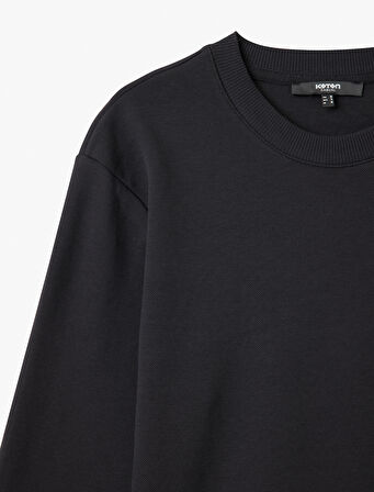 Bisiklet Yaka Pamuklu Basic Sweatshirt