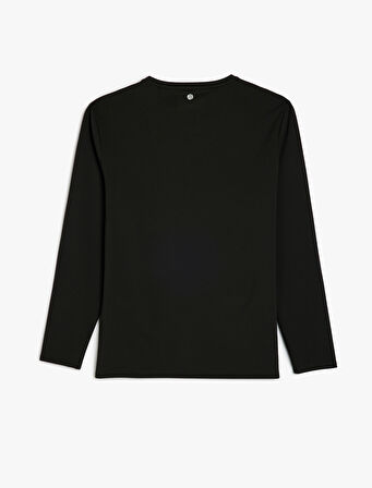 Slogan Baskılı Uzun Kollu Bisiklet Yaka Oversize Spor Sweatshirt