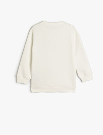 Bisiklet Yaka Brooklyn Baskılı Uzun Kollu Şardonlu Sweatshirt
