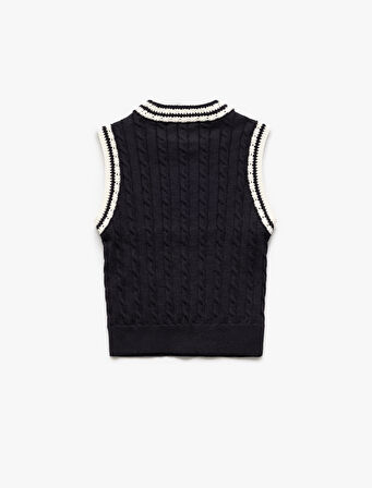 Bisiklet Yaka Kolsuz Çizgili Triko Kazak