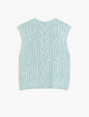 Kolsuz Bisiklet Yaka Dokulu Triko Süveter