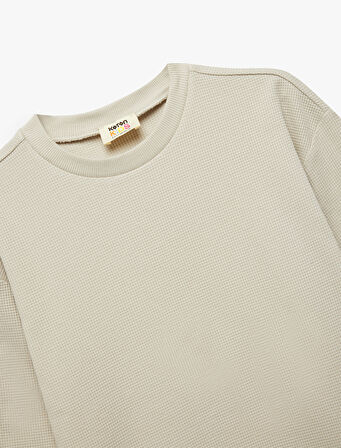 Pamuklu Uzun Kollu Bisiklet Yaka Oversize Basic Sweatshirt