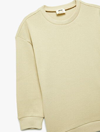 Pamuklu Uzun Kollu Bisiklet Yaka Oversize Basic Sweatshirt