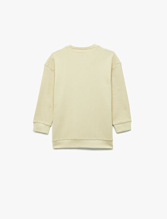 Pamuklu Uzun Kollu Bisiklet Yaka Oversize Basic Sweatshirt