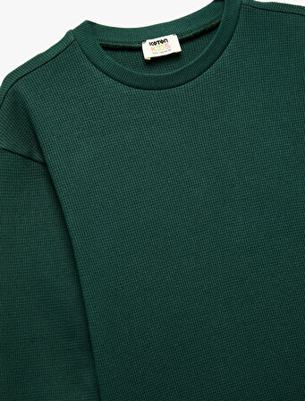Pamuklu Uzun Kollu Bisiklet Yaka Oversize Basic Sweatshirt