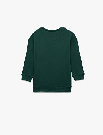 Pamuklu Uzun Kollu Bisiklet Yaka Oversize Basic Sweatshirt