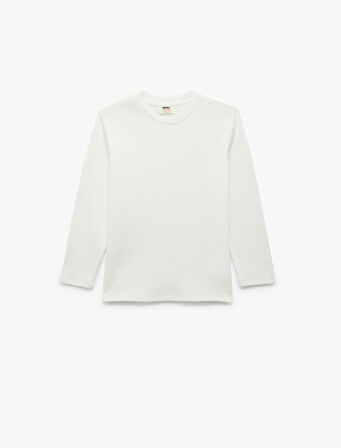 Bisiklet Yaka Pamuklu Basic Uzun Kollu Basic Tişört