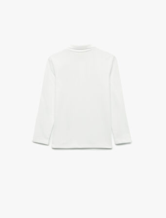 Pamuklu Uzun Kollu Nakışlı Polo Yaka Tişört