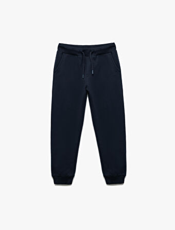 Pamuklu Cepli Beli Bağlamalı Şardonlu Basic Eşofman Altı