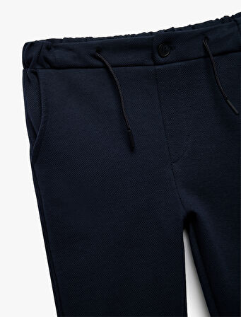 Fermuarlı Beli Bağcıklı Pamuklu Şardonlu Pantolon Görünümlü Eşofman Altıtı