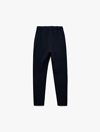 Fermuarlı Beli Bağcıklı Pamuklu Şardonlu Pantolon Görünümlü Eşofman Altıtı