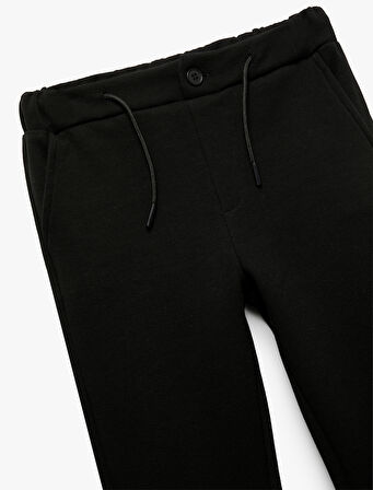 Fermuarlı Beli Bağcıklı Pamuklu Şardonlu Pantolon Görünümlü Eşofman Altıtı