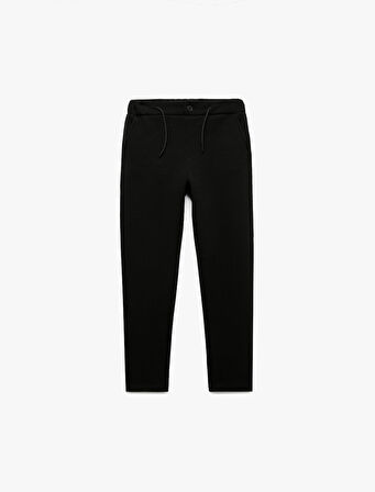 Fermuarlı Beli Bağcıklı Pamuklu Şardonlu Pantolon Görünümlü Eşofman Altıtı