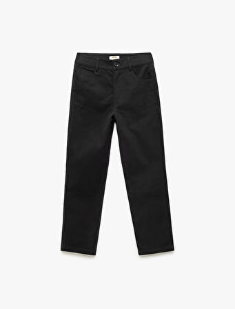 Pamuklu Düğmeli Cep Detaylı Basic Pantolon