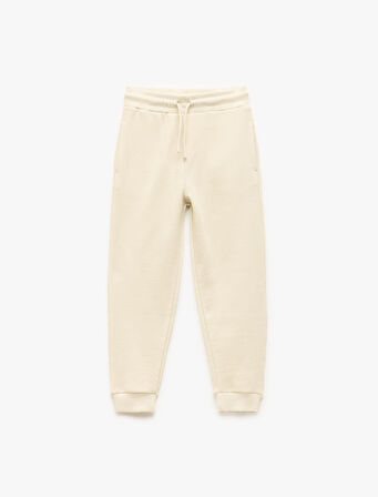 Pamuklu Beli Bağcıklı Dokulu Basic Jogger Eşofman Altı