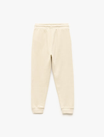 Pamuklu Beli Bağcıklı Dokulu Basic Jogger Eşofman Altı