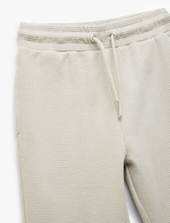 Pamuklu Beli Bağcıklı Dokulu Basic Jogger Eşofman Altı