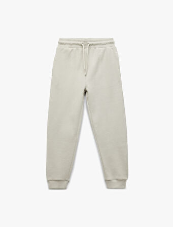 Pamuklu Beli Bağcıklı Dokulu Basic Jogger Eşofman Altı