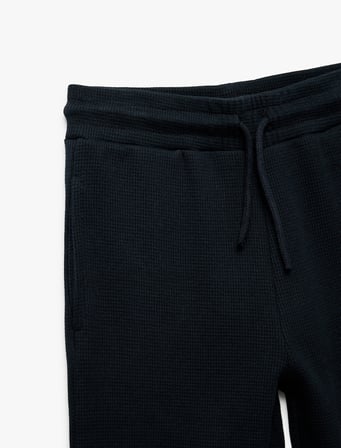 Pamuklu Beli Bağcıklı Dokulu Basic Jogger Okul Eşofman Altı