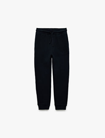 Pamuklu Beli Bağcıklı Dokulu Basic Jogger Okul Eşofman Altı