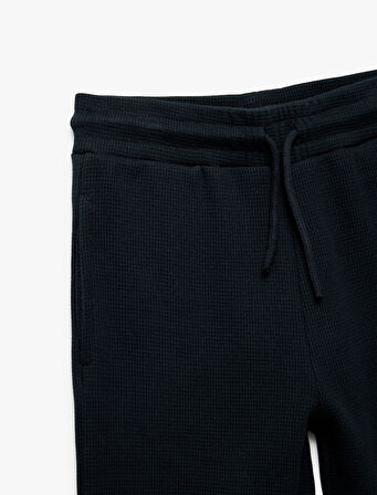 Pamuklu Beli Bağcıklı Dokulu Basic Jogger Okul Eşofman Altı