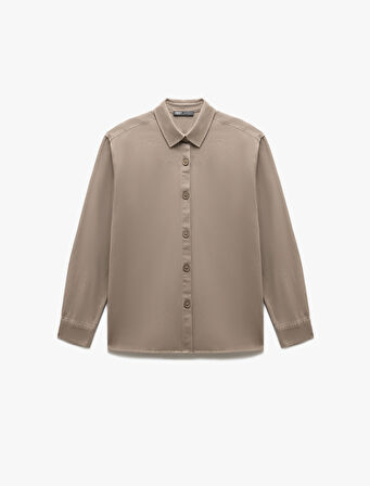 Pamuklu Uzun Kollu Düğmeli Gömlek Ceket