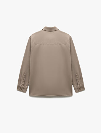 Pamuklu Uzun Kollu Düğmeli Gömlek Ceket