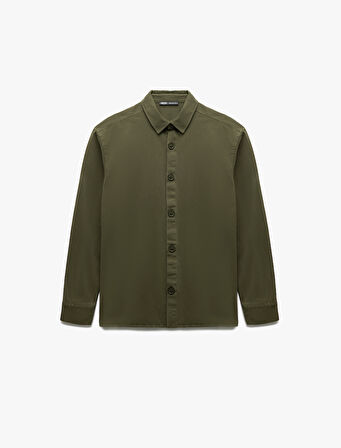 Pamuklu Uzun Kollu Regular Fit Klasik Yaka Düğmeli Gömlek Ceket