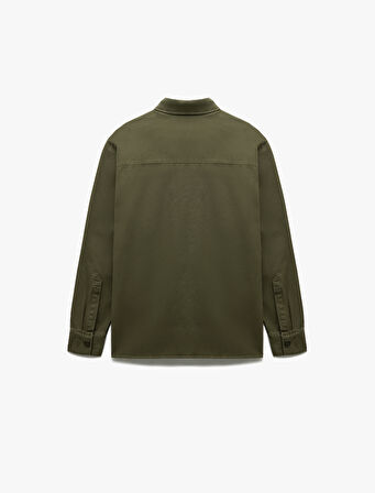 Pamuklu Uzun Kollu Regular Fit Klasik Yaka Düğmeli Gömlek Ceket