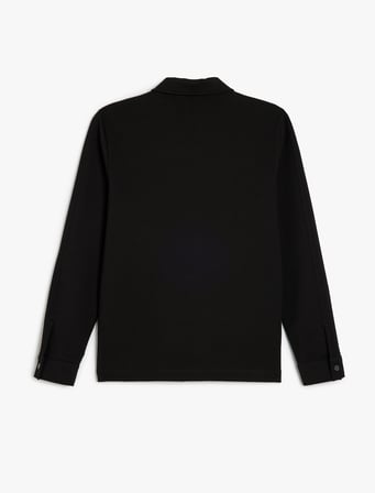 Uzun Kollu Pamuk Karışımlı Fermuarlı Sweatshirt
