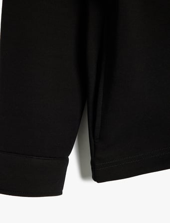 Uzun Kollu Pamuk Karışımlı Fermuarlı Sweatshirt