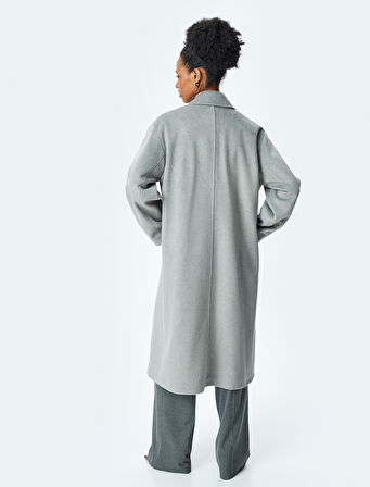 Cepli Düğmeli Kruvaze Uzun Oversize Kaban