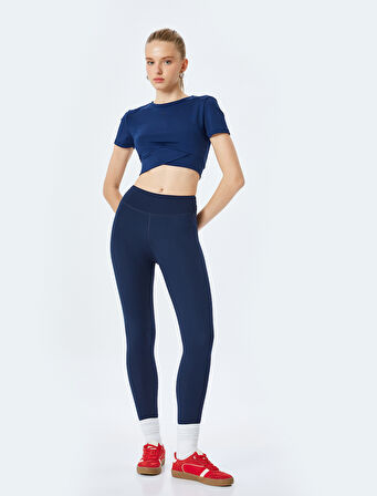 Yüksek Bel Dikiş Detaylı Skinny Fit Spor Tayt