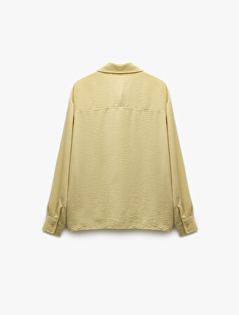 Aerobin Kumaş Kapaklı Cep Detaylı Uzun Kollu Oversize Gömlek