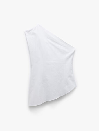 Pamuklu Drape Detaylı Asimetrik Tek Omuz Bluz