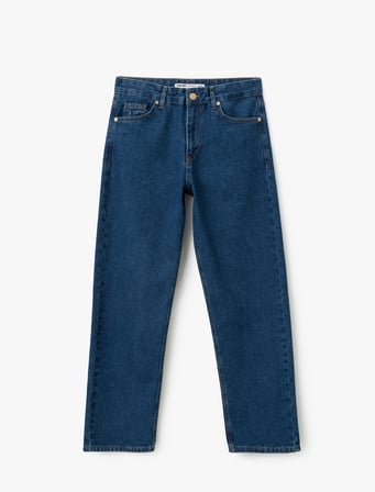 Straight Fit Düz Paça Cepli Denim Pantolon - Straight Fit Jeans