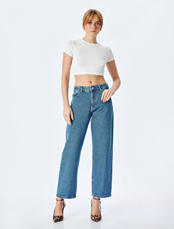 Straight Fit Düz Paça Cepli Denim Pantolon - Straight Fit Jeans