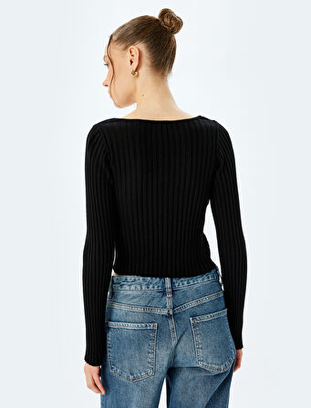 Fiyonklu V Yaka Slim Fit Crop Triko Hırka