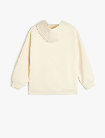 New York Nakış Detaylı Uzun Kollu Kapüşonlu Sweatshirt