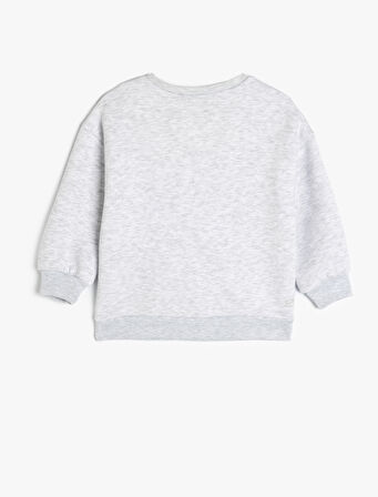 Slogan Baskılı Bisiklet Yaka Uzun Kollu Sweatshirt