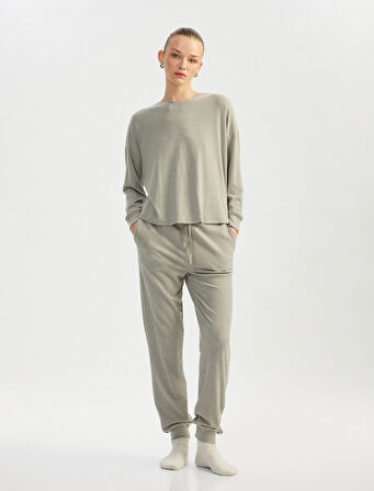 Rahat Kesim Beli Bağlamalı Yumuşak Dokulu Jogger Pijama Altı