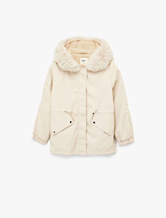 Polar Astarlı Cepli Çıkarılabilir Suni Kürk Aksesuar Detaylı Kapüşonlu Anorak Mont