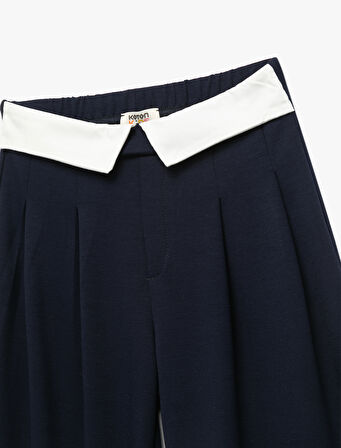 Yüksek Bel Viskon Karışımlı Kemer Detaylı Pantolon