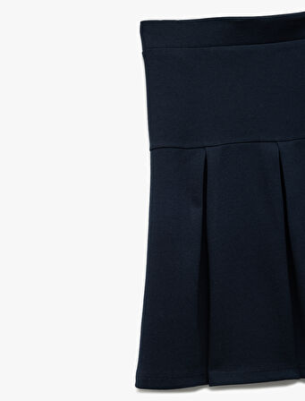 Viskon Karışımlı Beli Lastikli Basic Pileli Etek