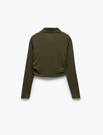 Kolej Baskılı Fermuar Detaylı Slim Fit Polo Yaka Tişört