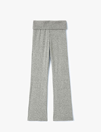 Yüksek Bel Viskon Karışımlı İspanyol Paça Tayt Pantolon